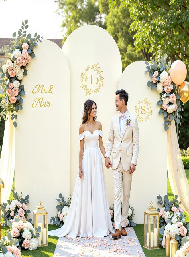 Suppromo Ivory Arch Covers 3 Set - 6FT, 6.6FT, 7.2FT Ivory Arch Backdrop Cover Spandex Wedding Arch Stand Covers for Bridal Shower Wedding Baby Shower Birthday Party Banquet Photo Background Decorations - Image 2