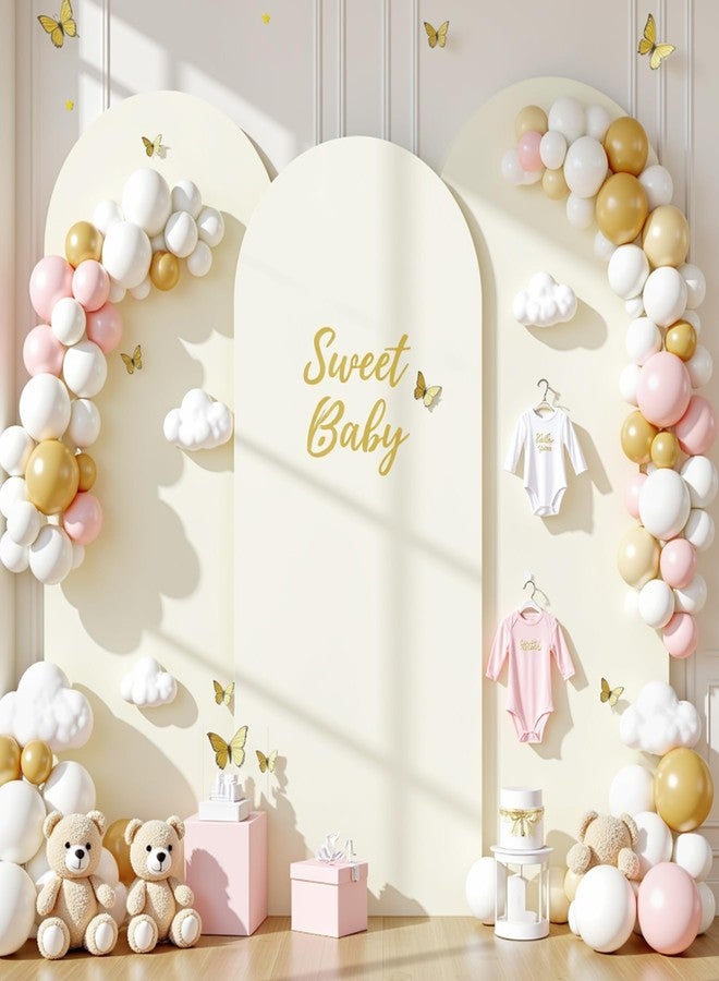 Suppromo Ivory Arch Covers 3 Set - 6FT, 6.6FT, 7.2FT Ivory Arch Backdrop Cover Spandex Wedding Arch Stand Covers for Bridal Shower Wedding Baby Shower Birthday Party Banquet Photo Background Decorations - Image 3