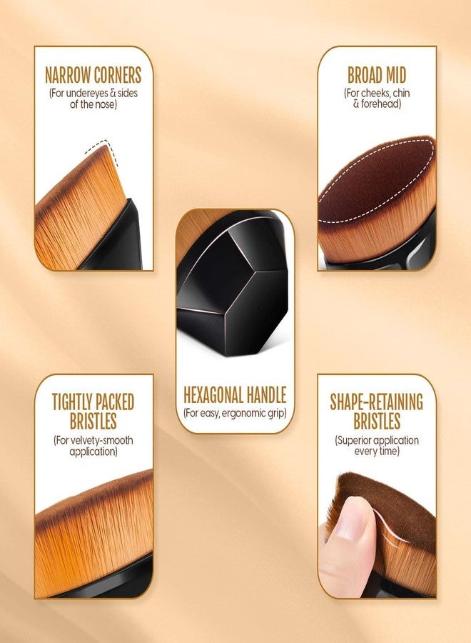 Matra Foundation Brush with Travel Case - Magic Diamond Face Makeup Brush with Soft Dense Bristles & Petal Shape - Flat Top Kabuki Hexagon Blending Brush for Liquid, Cream, Powder & Blush Cosmetics - Image 2