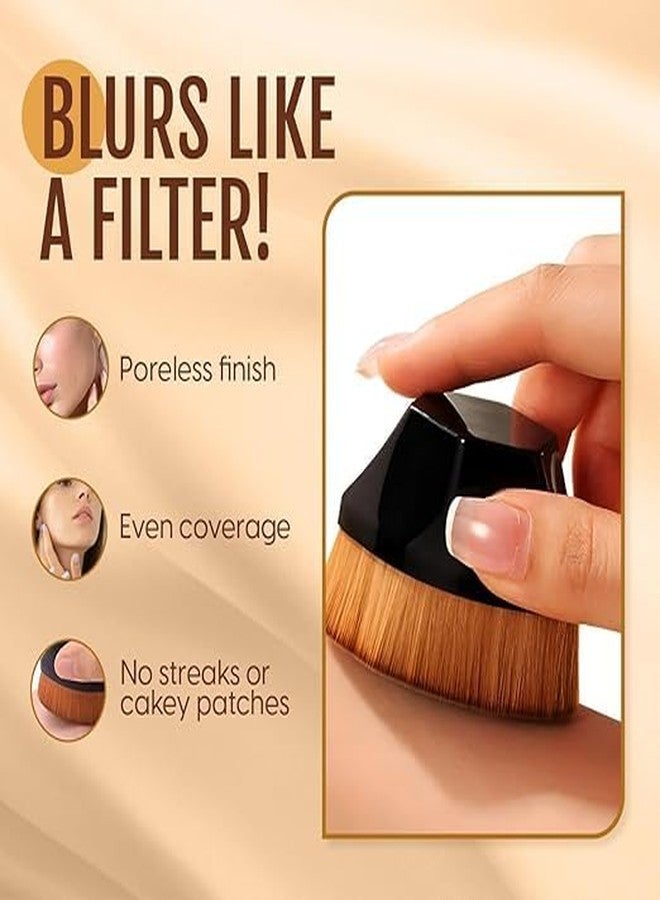 Matra Foundation Brush with Travel Case - Magic Diamond Face Makeup Brush with Soft Dense Bristles & Petal Shape - Flat Top Kabuki Hexagon Blending Brush for Liquid, Cream, Powder & Blush Cosmetics - Image 4