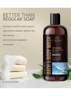 The Crown Choice Natural Body Wash for Women, Men & Kids - Fragrance Free Body Wash - 12oz pH 5.5-Best pH Balance-Liquid Soap for All Skin Types-Moisturizing Sulfate & Chemical Free Shower / Bath Liquid Gel (2 PK)  - Image 4