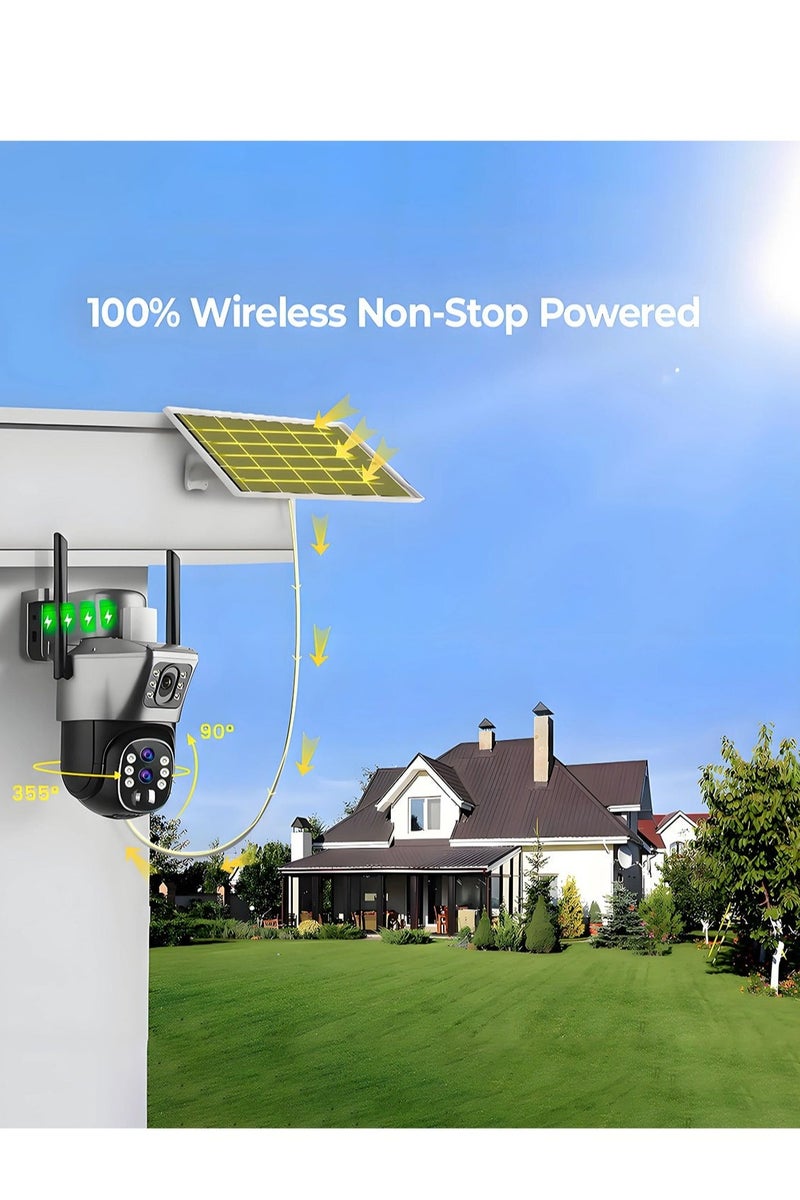 4K 8MP Solar Camera 4G Sim PTZ Cameras Outdoor Dual Lens IP Camara Solar Panel CCTV Security Built in Battery PIR Cam (With 128GB SD Card) - Image 3