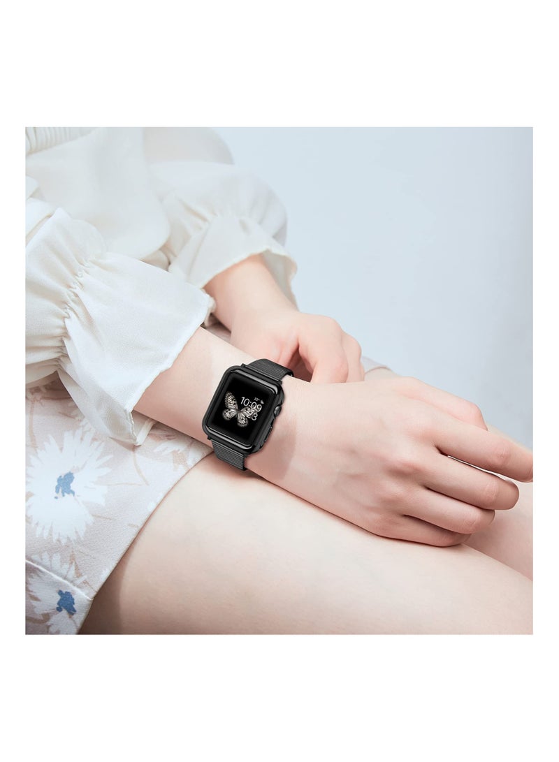 SYOSI Metal Band Stainless Steel Compatible for Apple Watch Bands 42/44mm with Case Sport Adjustable Watch Bands Suitable for IWatch Series SE 6 / 5/4 / 3/2/1 for Women Men - Image 5