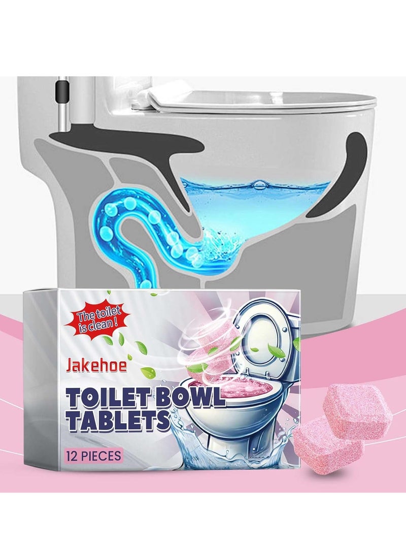 KASTWAVE 12Pcs Automatic Toilet Bowl Cleaner Tablets, Toilet Bowl Cleaner, Automatic Toilet Chlorine Tablets, Household Toilet Cleaner, Long-Lasting Bleach Tablets for Against Tough Stains - Image 1