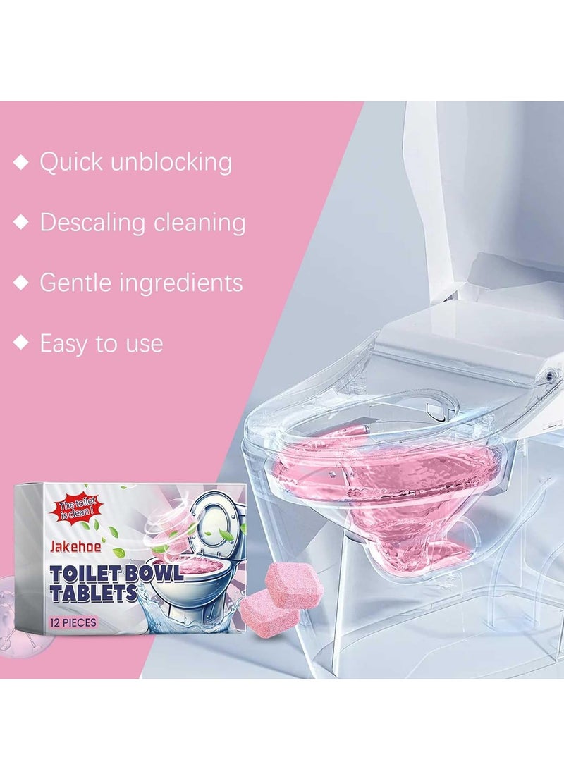 KASTWAVE 12Pcs Automatic Toilet Bowl Cleaner Tablets, Toilet Bowl Cleaner, Automatic Toilet Chlorine Tablets, Household Toilet Cleaner, Long-Lasting Bleach Tablets for Against Tough Stains - Image 2