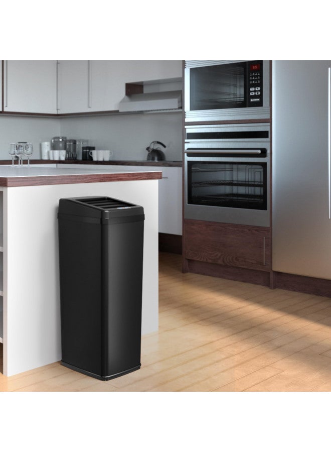 iTouchless 14 Gallon Sliding Lid Automatic Sensor Trash Can with Odor Filter System, 52 Liter Black Steel Touchless Kitchen Garbage Bin, Matte Black - Image 5
