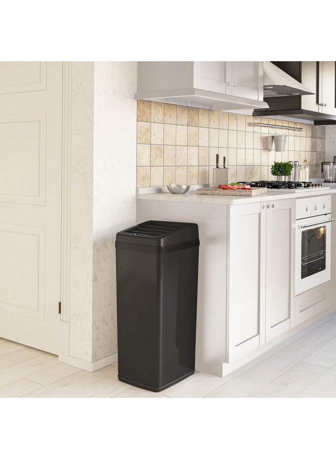 iTouchless 14 Gallon Sliding Lid Automatic Sensor Trash Can with Odor Filter System, 52 Liter Black Steel Touchless Kitchen Garbage Bin, Matte Black - Image 4