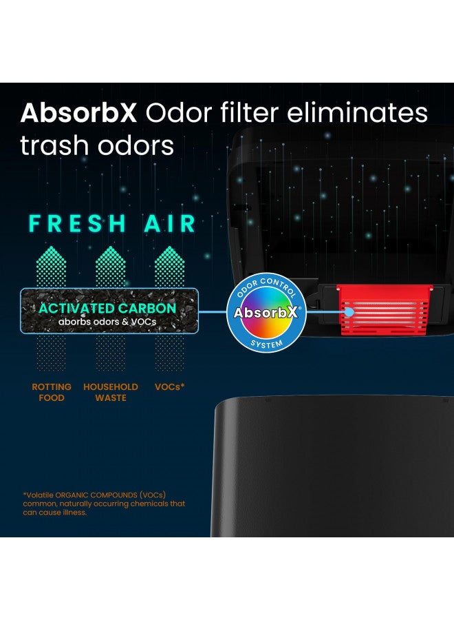 iTouchless 14 Gallon Sliding Lid Automatic Sensor Trash Can with Odor Filter System, 52 Liter Black Steel Touchless Kitchen Garbage Bin, Matte Black - Image 3