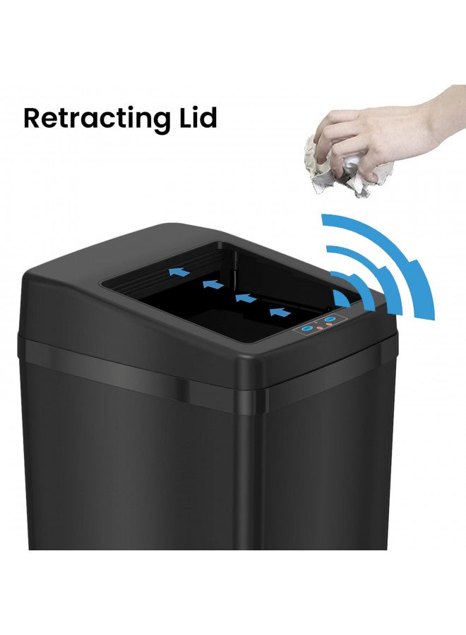 iTouchless 14 Gallon Sliding Lid Automatic Sensor Trash Can with Odor Filter System, 52 Liter Black Steel Touchless Kitchen Garbage Bin, Matte Black - Image 2