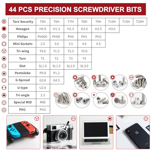 SHARDEN 58 in 1 Small Precision Screwdriver Set Magnetic Mini Screwdriver Set with Case Professional Electronic Tools Kit for iPhone MacBook Computer Laptop PC RC PS4 Xbox Eyeglasses Watch - Image 3