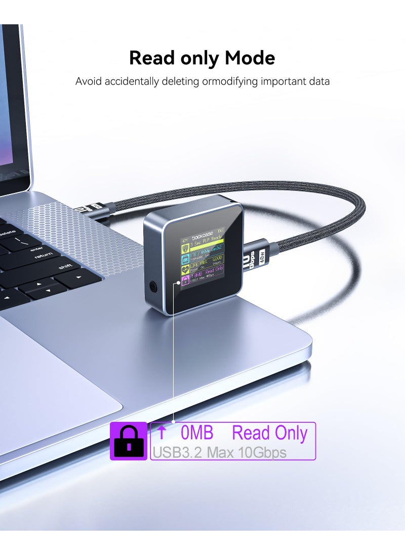 DOCKCASE DOCKCASE Pocket M.2 2230 NVMe SSD Enclosure,Support 3s PLP Prevents Write Data Loss,USB 3.2 Gen 2 Type-C (10 Gbps), fits NVMe PCIe, Exclusive to Size 2230,Support M-Key B+M Key UASP (Grey)  - Image 5