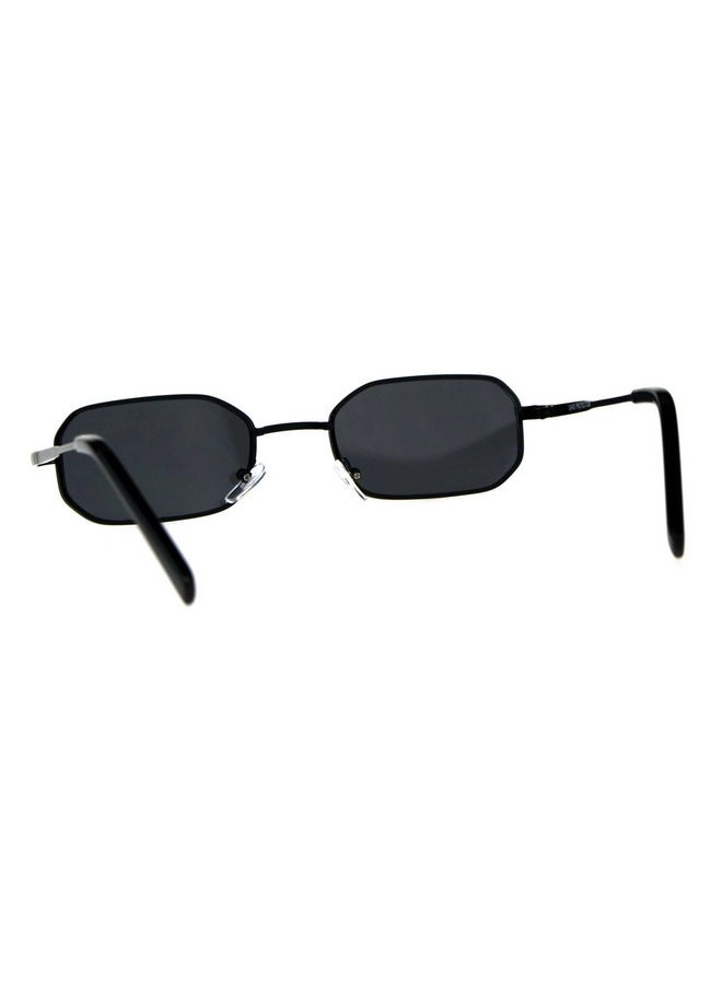 SA106 - Mens Narrow Metal Rim Rectangular Hippie Pimp Sunglasses All Black - Image 1