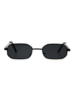 Mens Narrow Metal Rim Rectangular Hippie Pimp Sunglasses All Black