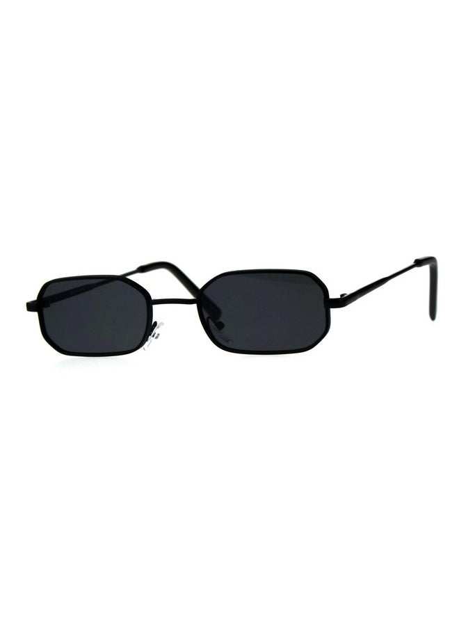 SA106 - Mens Narrow Metal Rim Rectangular Hippie Pimp Sunglasses All Black - Image 1