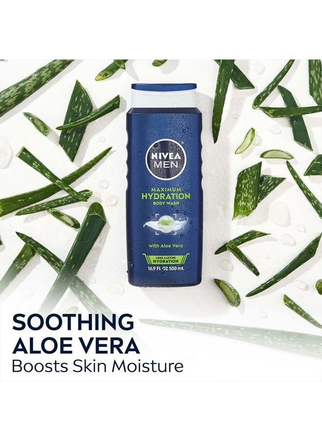 NIVEA MEN - NIVEA MEN Maximum Hydration Body Wash, Aloe Vera Body Wash for Dry Skin, 16.9 Fl Oz (Pack of 3) - Image 1