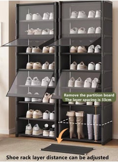 Kutis 6-Tiers Simple Shoe Rack Assembly Shoe Rack Storage Organizer Metal Non-Woven Fabric/PET Black 42x30x105 cm  - Image 4