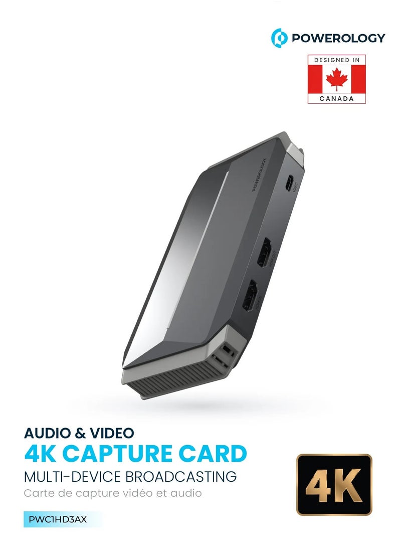 Audio & Video 4K Capture Card Multi-Device Broadcasting / HDMI Port / 30 Meters Transmission Range - Grey