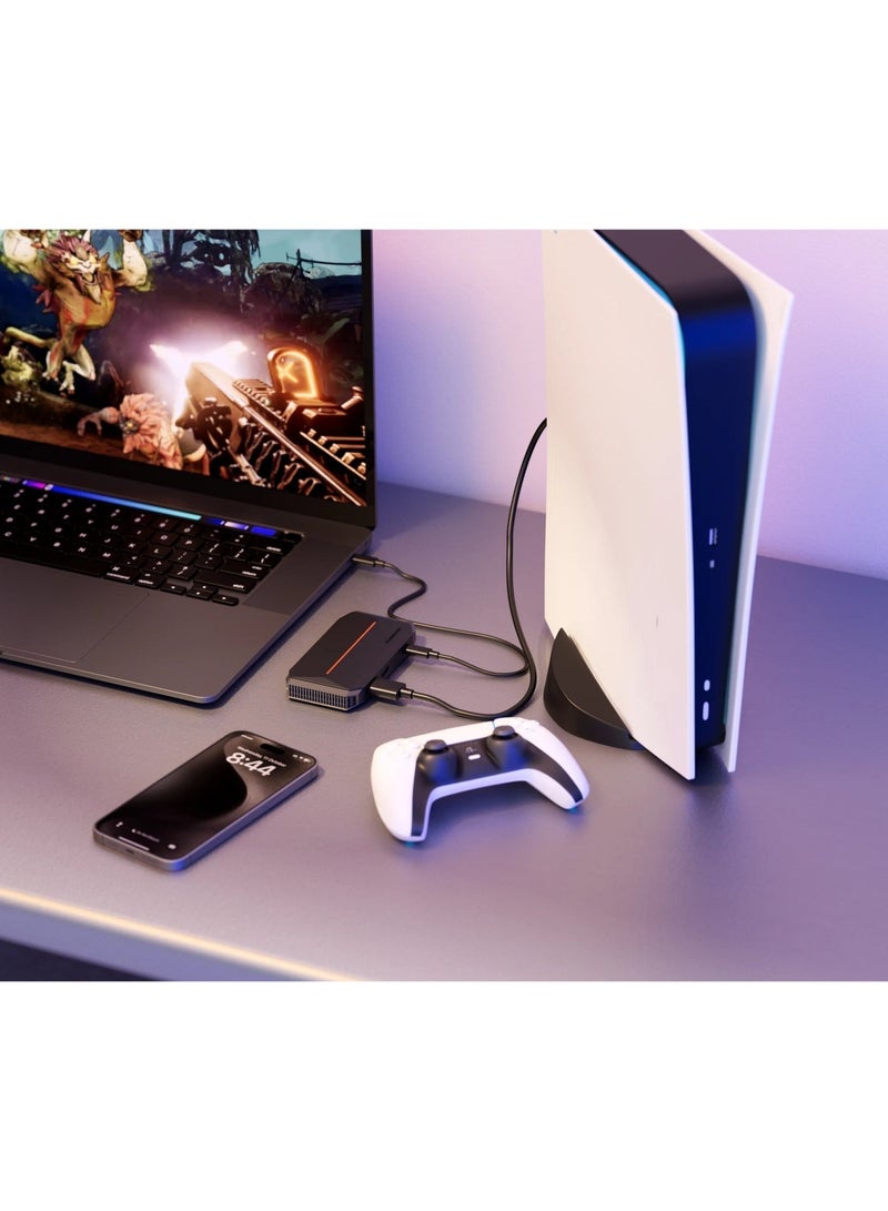 باورولوجي بطاقة التقاط صوت وفيديو بدقة 4K، تدعم البث على أجهزة متعددة، التقاط بدون تأخير، منفذ HDMI، مدى إرسال يصل إلى 30 مترًا، متوافقة مع أنظمة التشغيل Windows 10+ وMac OS 10.13+ - رمادي - Image 2