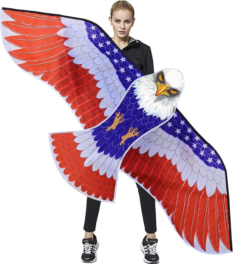 Honbo Huge Patriotic Eagle Kites for Adults and Kids,Easy to Fly for Beach Trip, Outdoor Activities-Wingspan 73”-200ft Line with Swivel-Bonus Durable Polyester Bag - Image 1