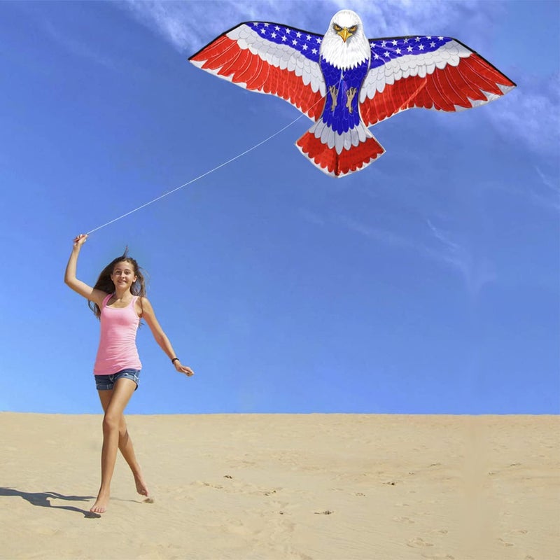 Honbo Huge Patriotic Eagle Kites for Adults and Kids,Easy to Fly for Beach Trip, Outdoor Activities-Wingspan 73”-200ft Line with Swivel-Bonus Durable Polyester Bag - Image 4