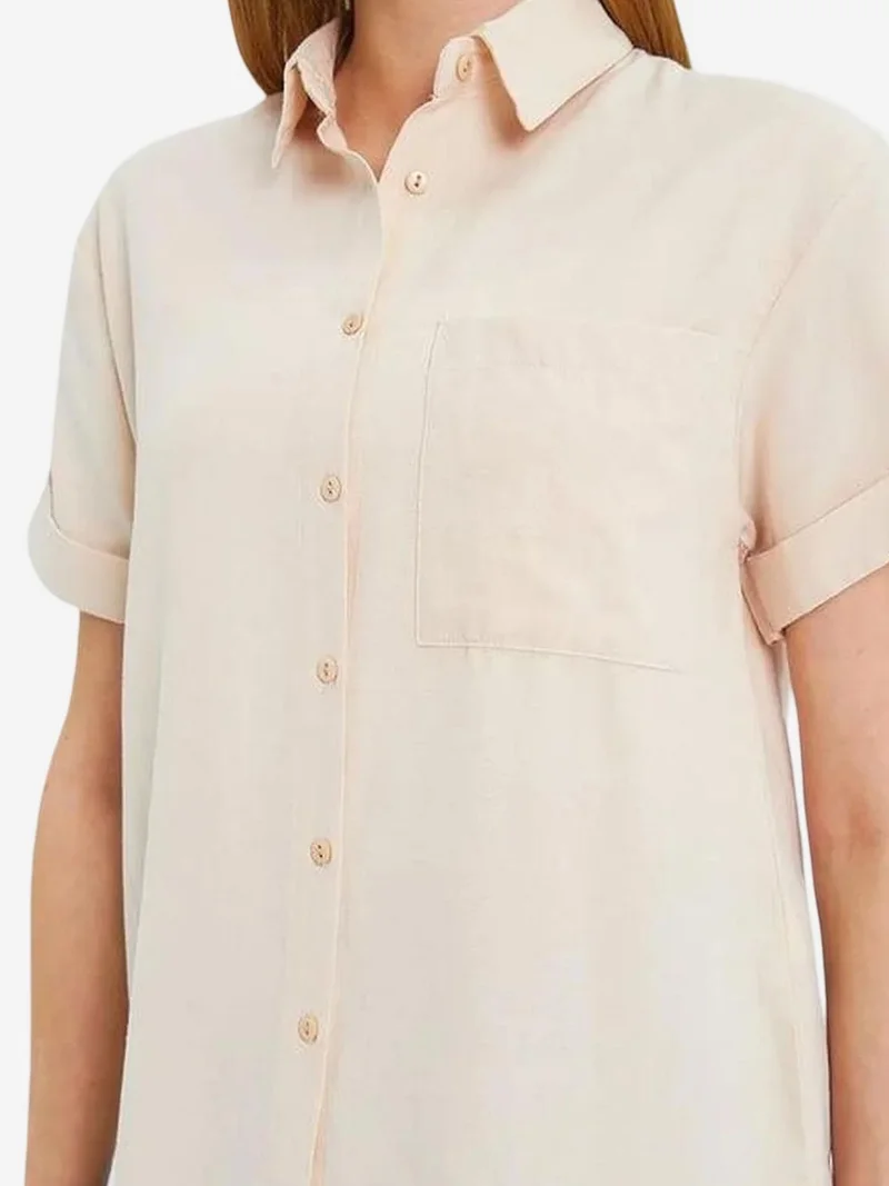 Mixray Stone Natural MIXRAY Short Sleeve Shirt with Pockets for Women | Best Price UAE