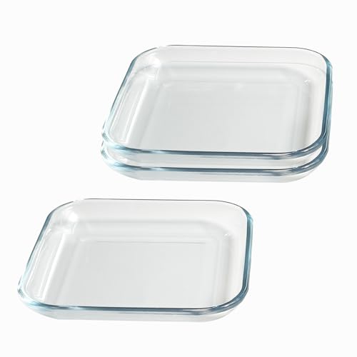 VIPHIEC 7 Inch Square Tempered Glass Dessert Plates, Small Mini Appetizer, Fruit, Salad and Cake Plates, Set of 3 - Image 2