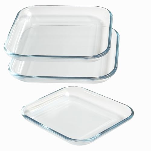 VIPHIEC 7 Inch Square Tempered Glass Dessert Plates, Small Mini Appetizer, Fruit, Salad and Cake Plates, Set of 3 - Image 3