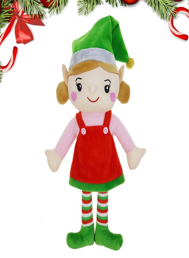 DearSun 16" H Adorable Plush Christmas Elf Soft Stuffed Santa's Little Helper Adorable Handmade Plush Girl Elf (White Girl Elf) - Image 1