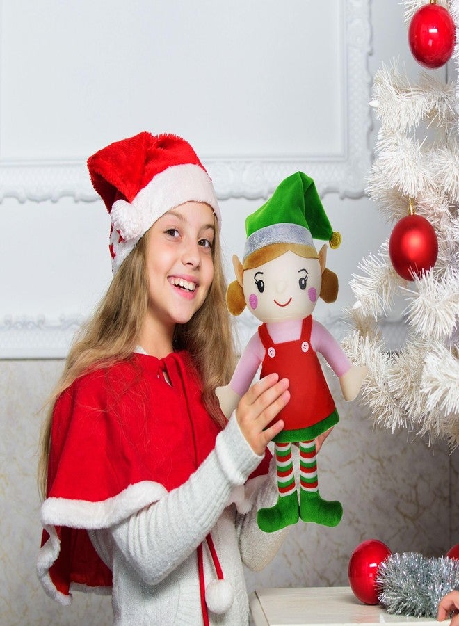 DearSun 16" H Adorable Plush Christmas Elf Soft Stuffed Santa's Little Helper Adorable Handmade Plush Girl Elf (White Girl Elf) - Image 3