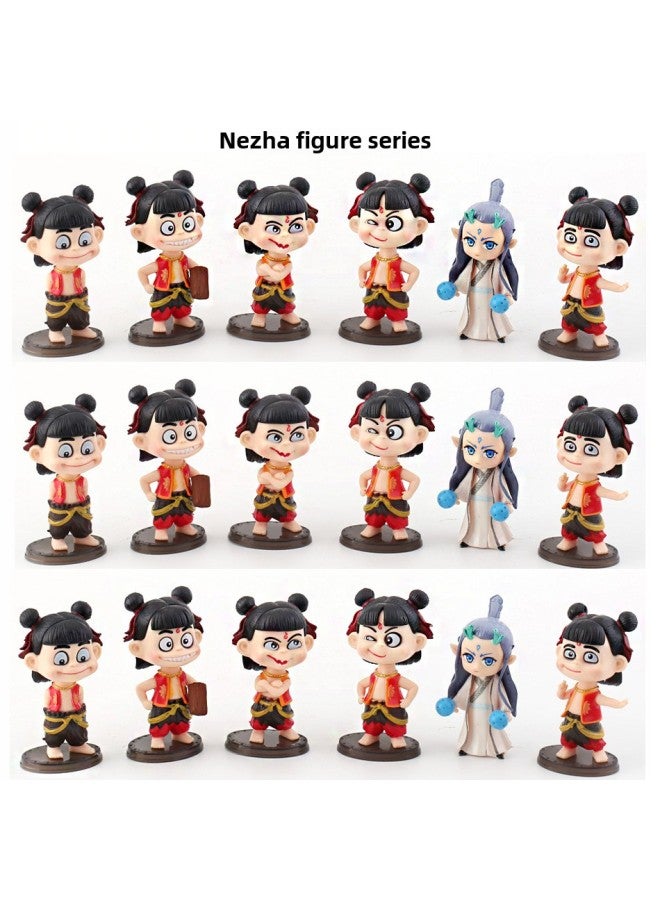 Boxed Which Hand-held A B Popular That Concave C Movie With Magic Tong Model Ornaments Doll Wholesale-Color:Nezha 24-piece Blind Box Set-b Style Lzmh053-b