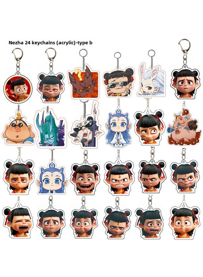 Boxed Which Hand-held A B Popular That Concave C Movie With Magic Tong Model Ornaments Doll Wholesale-Color:Nezha 24-piece Blind Box Set-b Style Lzmh053-b