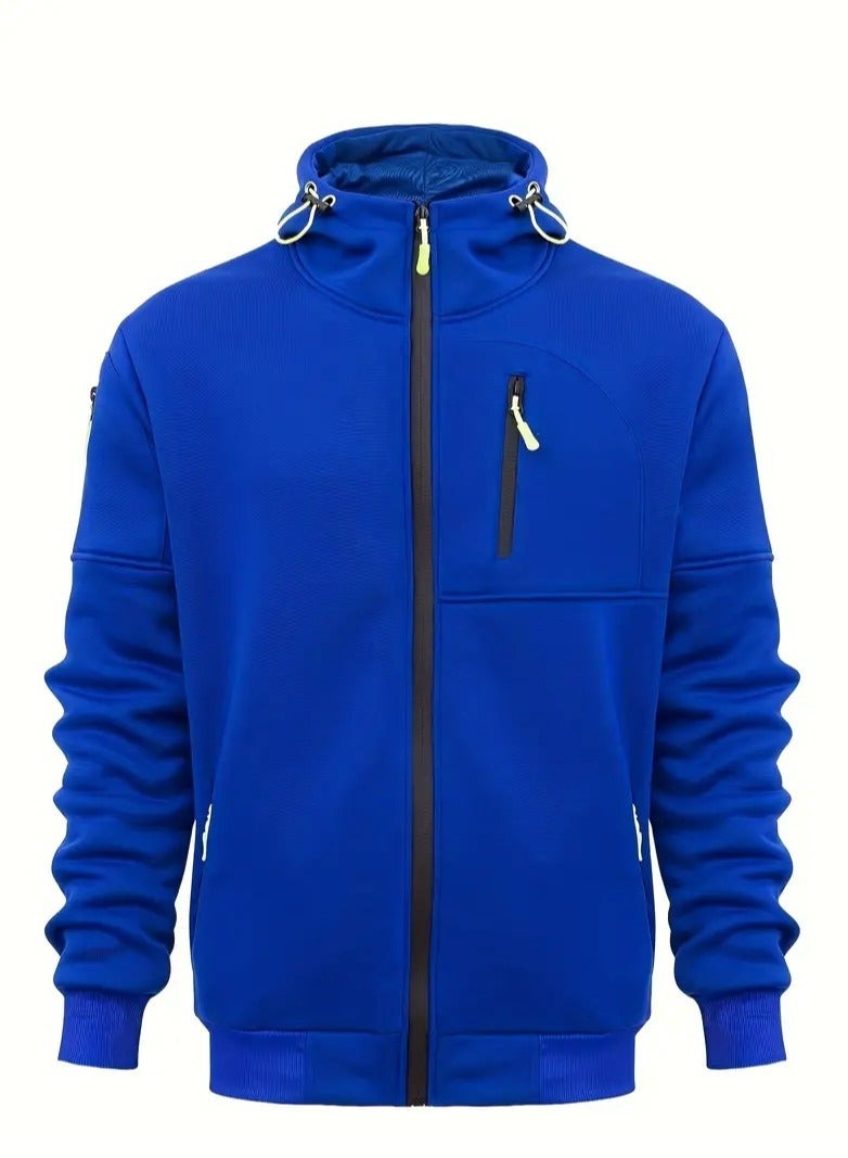 NIBEMINENT Solid Color Men's Hooded Jacket Casual Long Sleeve Hoodies With Zipper Gym Sports Hooded Coat For Spring Fall - Image 1