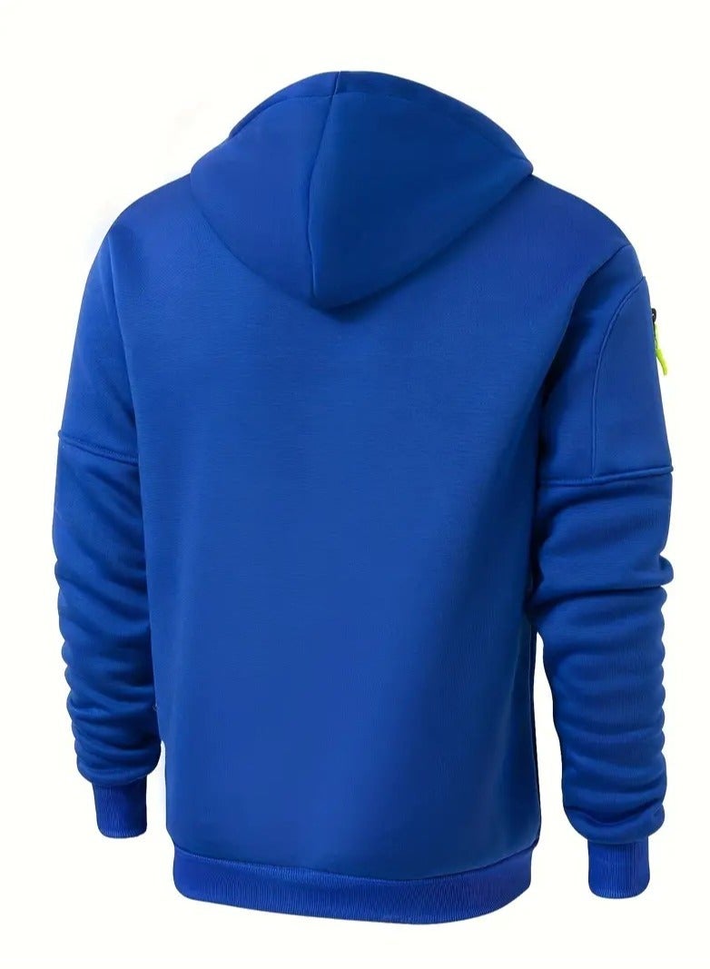 NIBEMINENT Solid Color Men's Hooded Jacket Casual Long Sleeve Hoodies With Zipper Gym Sports Hooded Coat For Spring Fall - Image 2