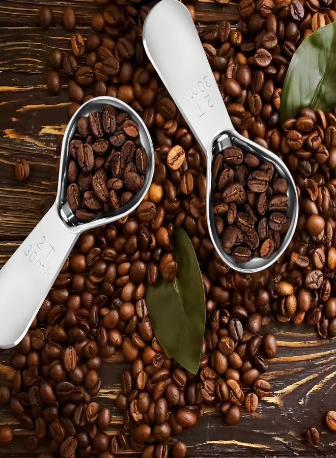 Quadafy Stainless Steel Coffee Scoop Set - 3 Pc Measuring Spoons (1 Tbsp & 2 Tbsp Scoop) for Ground Coffee, Tea, Sugar Or Flour, Short Handles - Image 4
