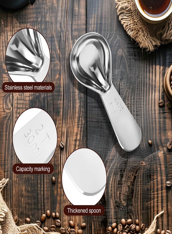 Quadafy Stainless Steel Coffee Scoop Set - 3 Pc Measuring Spoons (1 Tbsp & 2 Tbsp Scoop) for Ground Coffee, Tea, Sugar Or Flour, Short Handles - Image 3