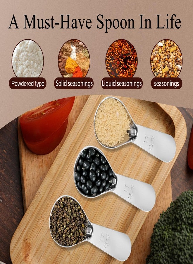 Quadafy Stainless Steel Coffee Scoop Set - 3 Pc Measuring Spoons (1 Tbsp & 2 Tbsp Scoop) for Ground Coffee, Tea, Sugar Or Flour, Short Handles - Image 5
