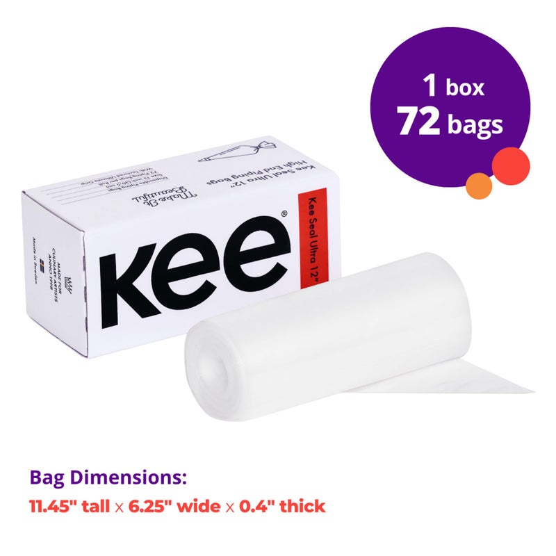 DecoPac Kee Seel Ultra Disposable Pastry Bags, Piping Bag with Textured Non Slip Outer Surface, Smooth-Flow Interior, Easy Tear Perforation, Convenient Dispenser Box, 12-Inch, Clear - 72 Pack - Image 3