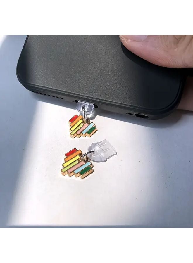 Colorful Heart Shaped USB C Phone Dust Cover With Lobster Buckle Cord Protects Charging Port Ideal Gift - Image 5
