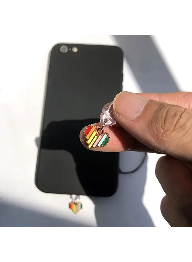 Colorful Heart Shaped USB C Phone Dust Cover With Lobster Buckle Cord Protects Charging Port Ideal Gift - Image 4