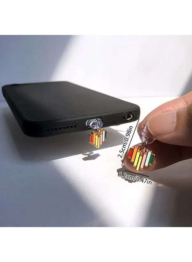 Colorful Heart Shaped USB C Phone Dust Cover With Lobster Buckle Cord Protects Charging Port Ideal Gift - Image 2