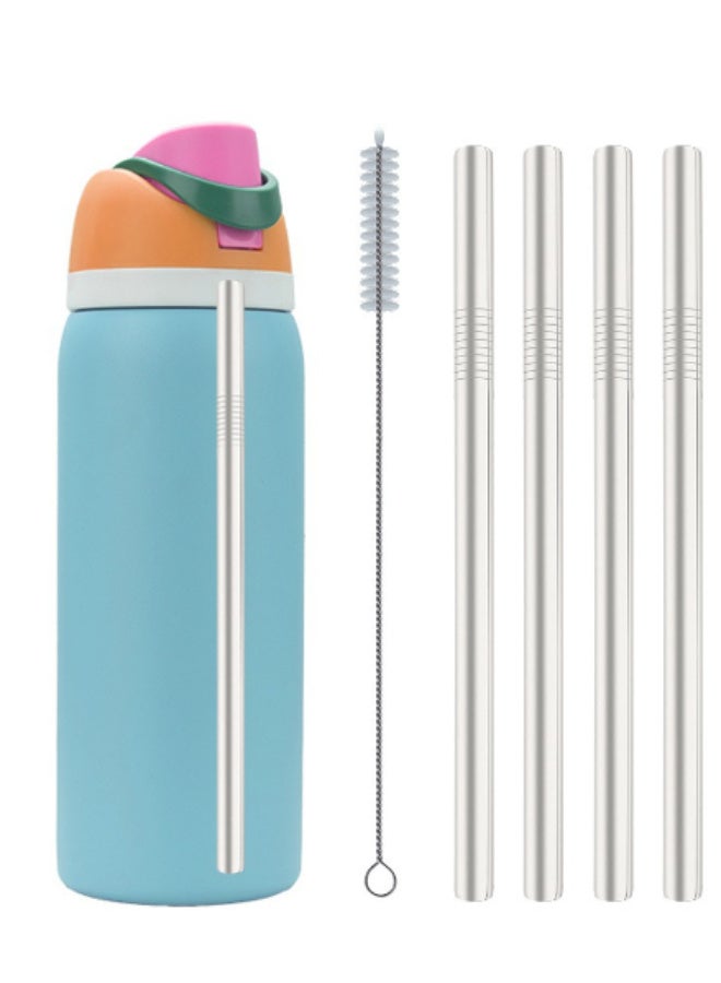 4-Pack + Free Cleaning Brush - 304 Stainless Steel Straws for Owala Bottles - Reusable Metal Straws (Compatible with Owala Tumblers & Most Large Bottles, Universal for Coffee/Milkshake Cups) - Image 1
