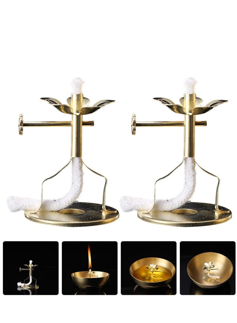 SYOSI 4 Pieces Oil Lamp Wick Holder, Butter Lamp Floating Wicks Buddhist Ghee Lamp Holder, Oil Lamp Wicks Disc Burner Buddhist Altar Supplies, High-temperature Resisting, First-class and Durable - Image 2