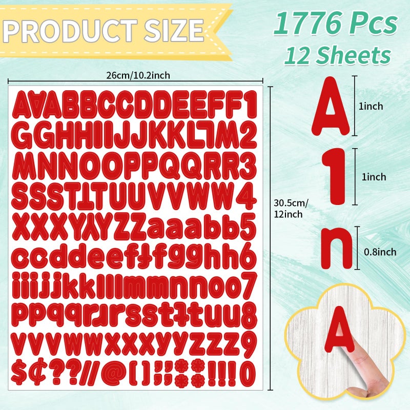 starboling Alphabet Stickers 1'' 12 Red Letter Stickers, Self Adhesive Vinyl Mailbox Numbers, for Home Decor - Image 2
