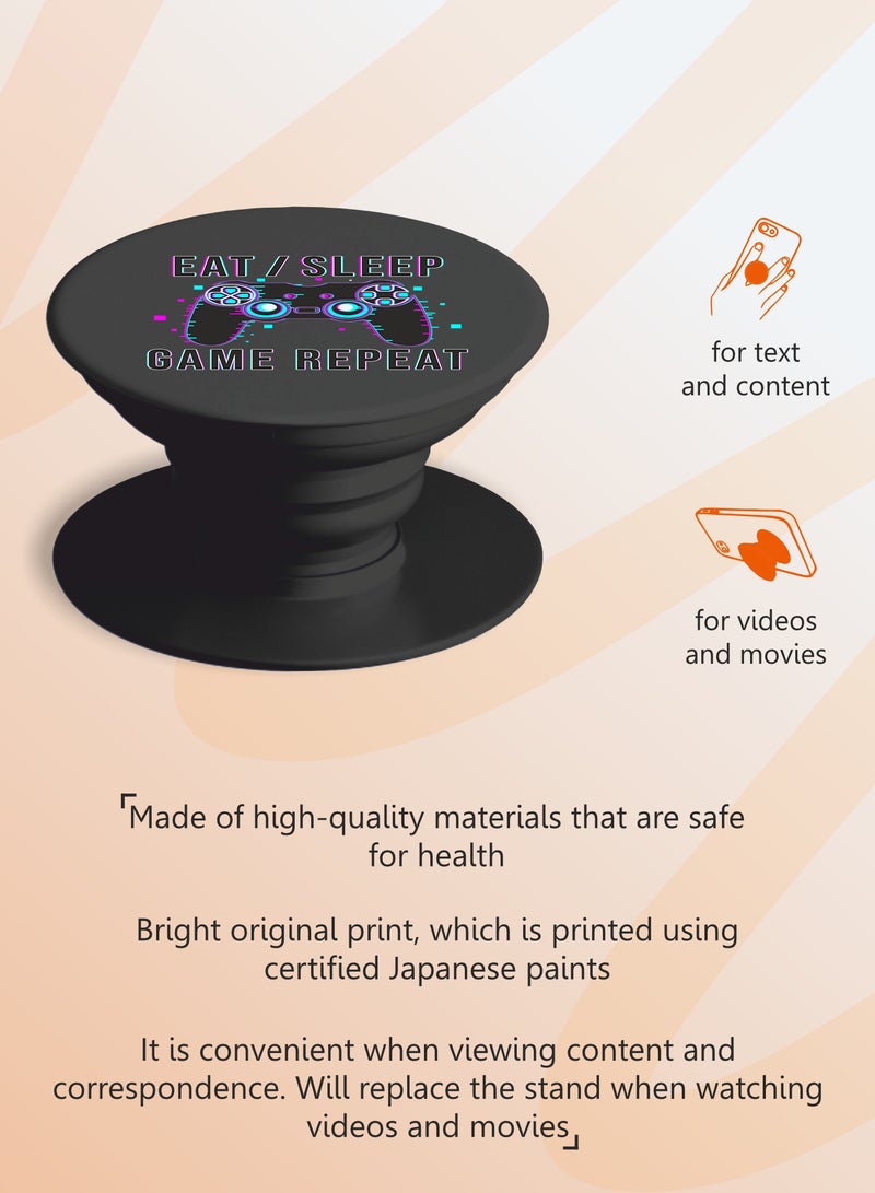 MOBILIUS PopGrip - Expanding Stand and Grip Made, with Plant Based Materials (Top Not Replaceable) for Smartphones and Tablets, print Food, sleep, games - Image 3