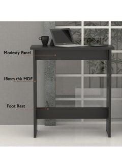 Mahmayi Mahmayi Modern Study Desk with Foot Rest Support, Modern Executive Desks Ideal for Office, Home, Schools, Laptop, Computer Workstation Table - Black  - Image 3