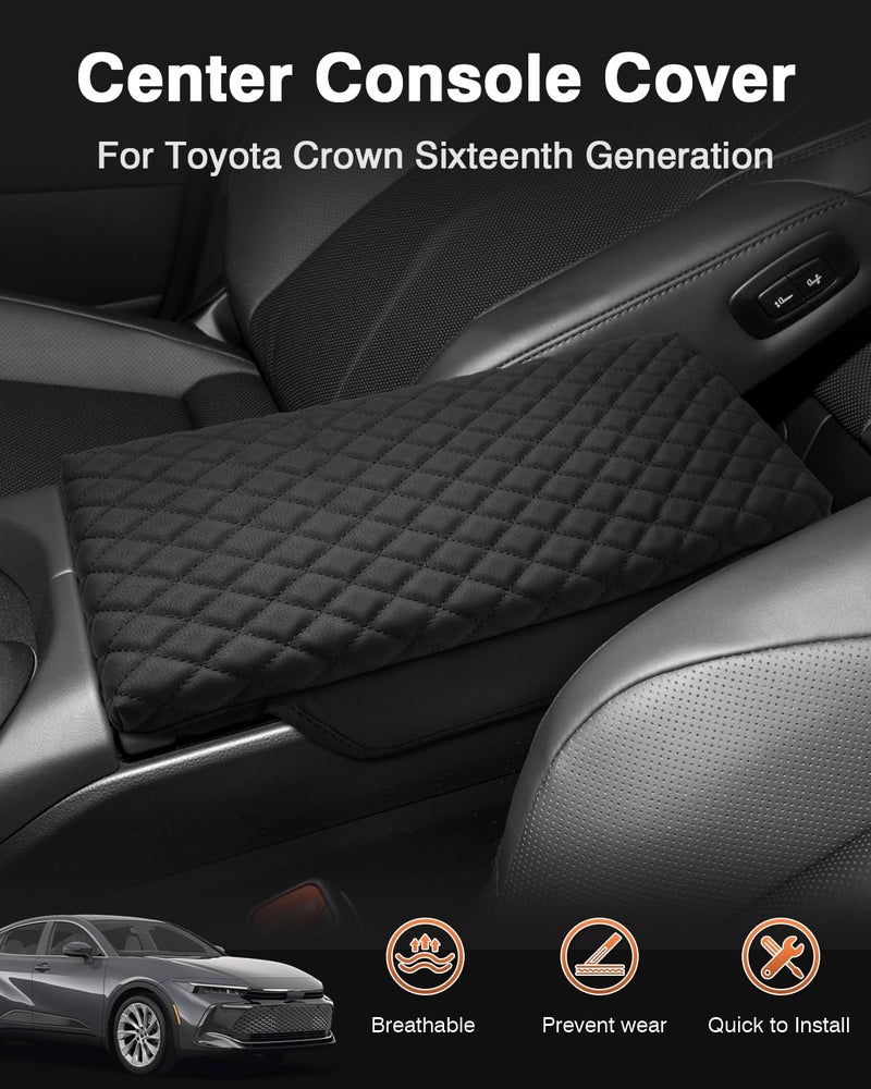 Generic Shademax Custom Fit for Center Console Cover Toyota Crown XLE 2023 Armrest Cushion Pad Cover PU Leather Crown Accessories Anti-Scratch Black  - Image 2