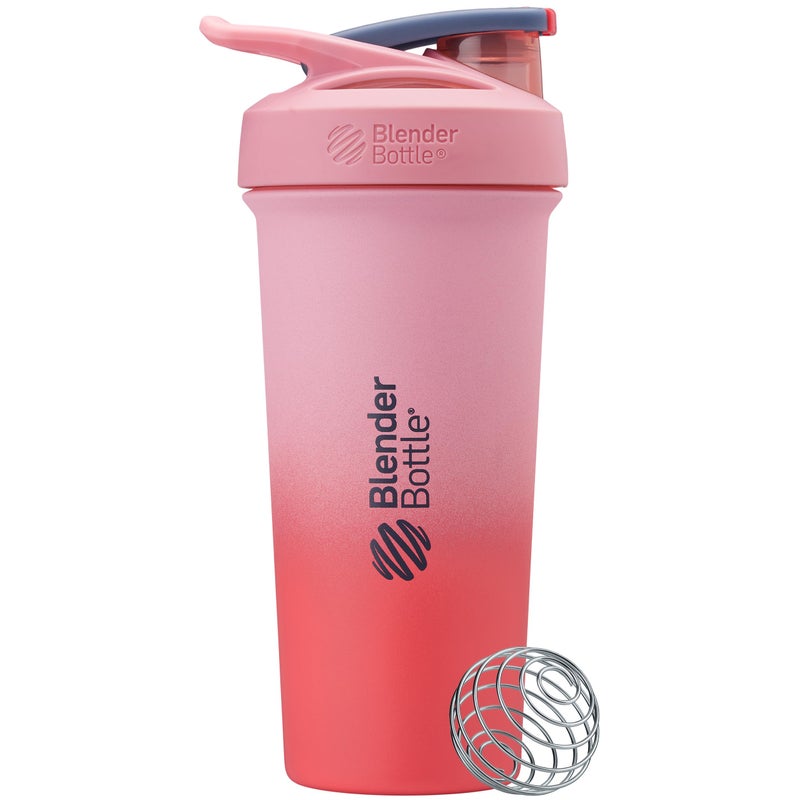 BlenderBottle زجاجة خلط بلندر بوتل سترادا الأنيقة مع عزل من الفولاذ المقاوم للصدأ، سعة 25 أونصة، لون فلامينغو أومبري - Image 1