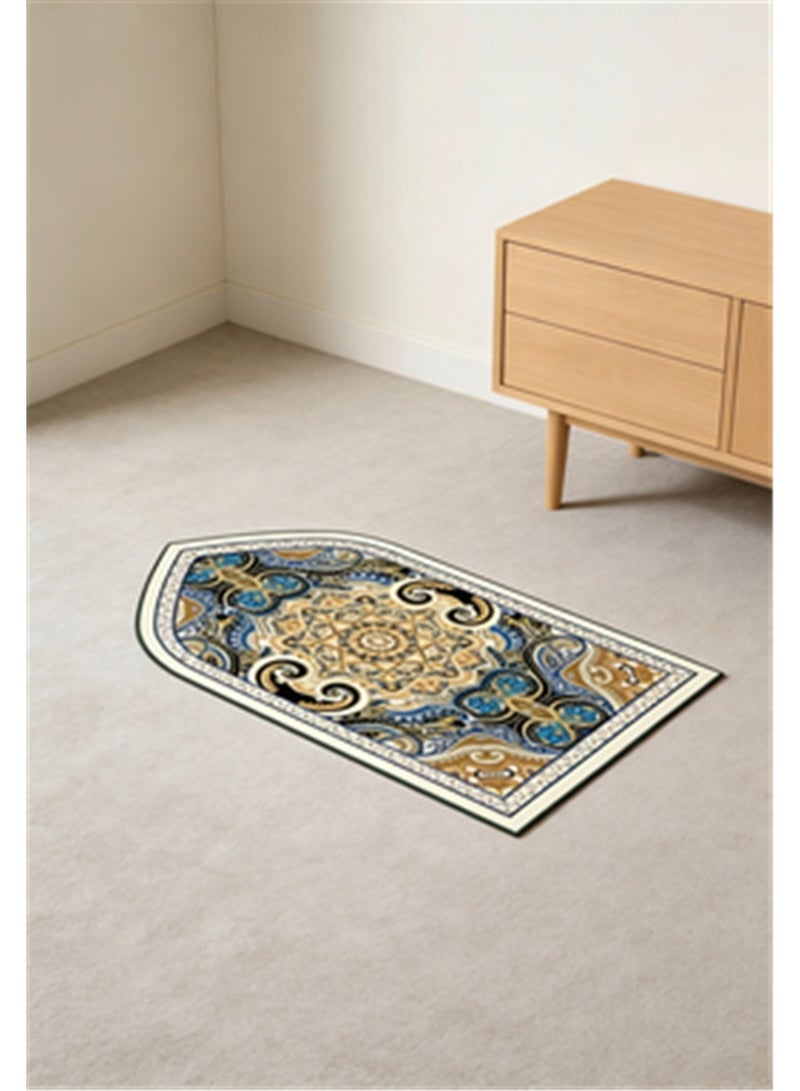 Prayer Blanket, Islamic Prayer Rug Pilgrimage Blanket, Retro Printed Pattern Kneeling Mat, Portable Pointed-Corner Prayer Rug for Ramadan Household Eid Al-Fitr Ramadan Gift Mother's Day Gift, 70*120cm, Grey - Image 4
