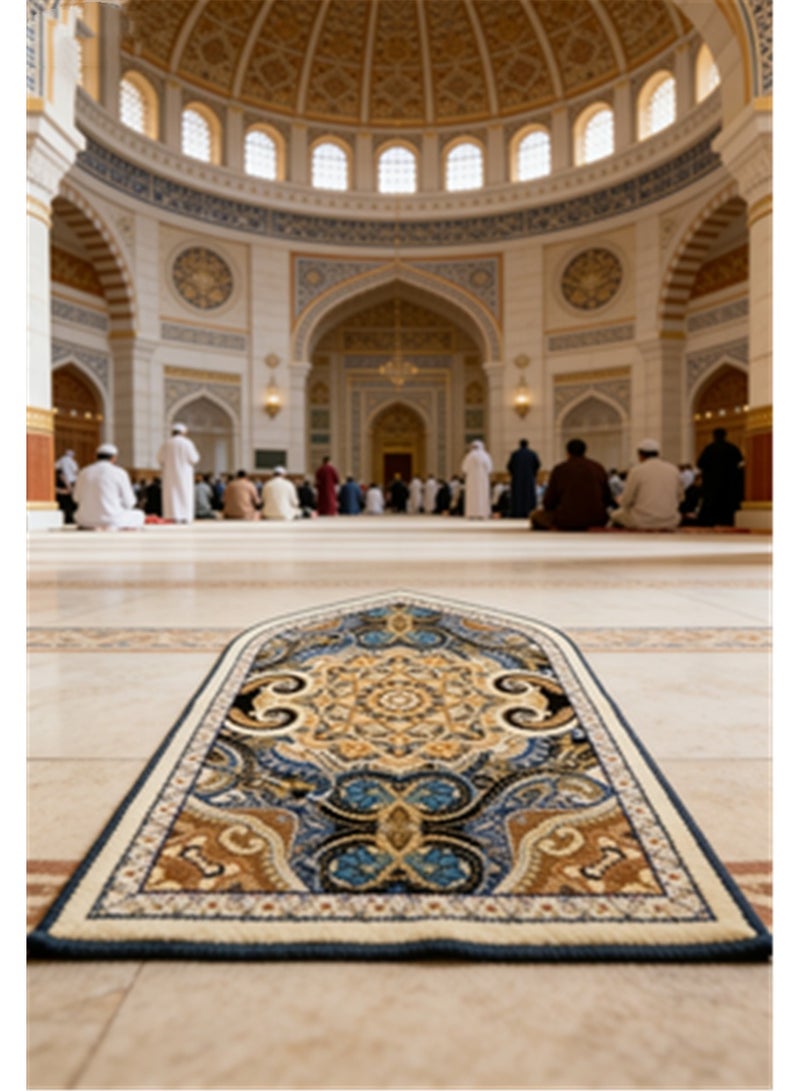 Prayer Blanket, Islamic Prayer Rug Pilgrimage Blanket, Retro Printed Pattern Kneeling Mat, Portable Pointed-Corner Prayer Rug for Ramadan Household Eid Al-Fitr Ramadan Gift Mother's Day Gift, 70*120cm, Grey - Image 5