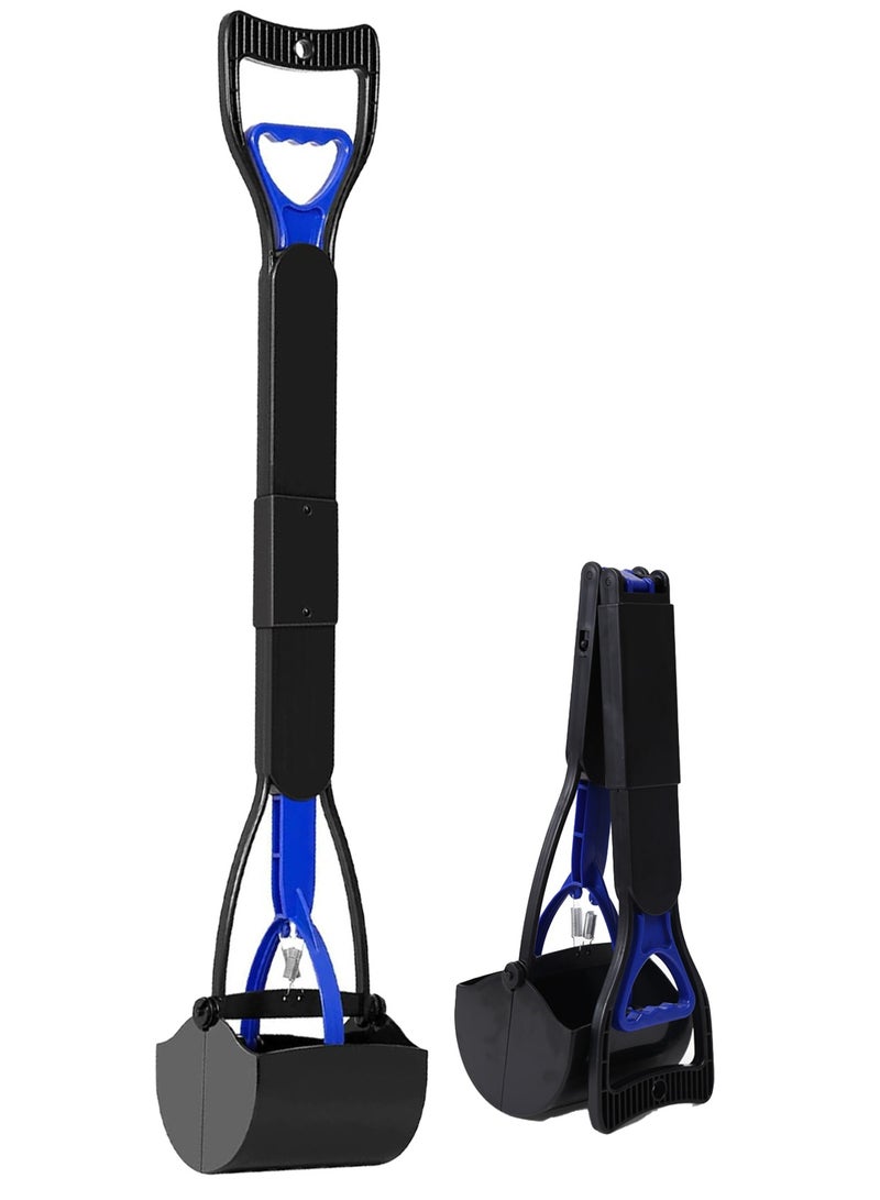 الحيوانات الأليفة البراز مجرفة مع مقبض طويل 80 سم ، مع وظيفة الإضاءة وقابلة للطي - Image 1